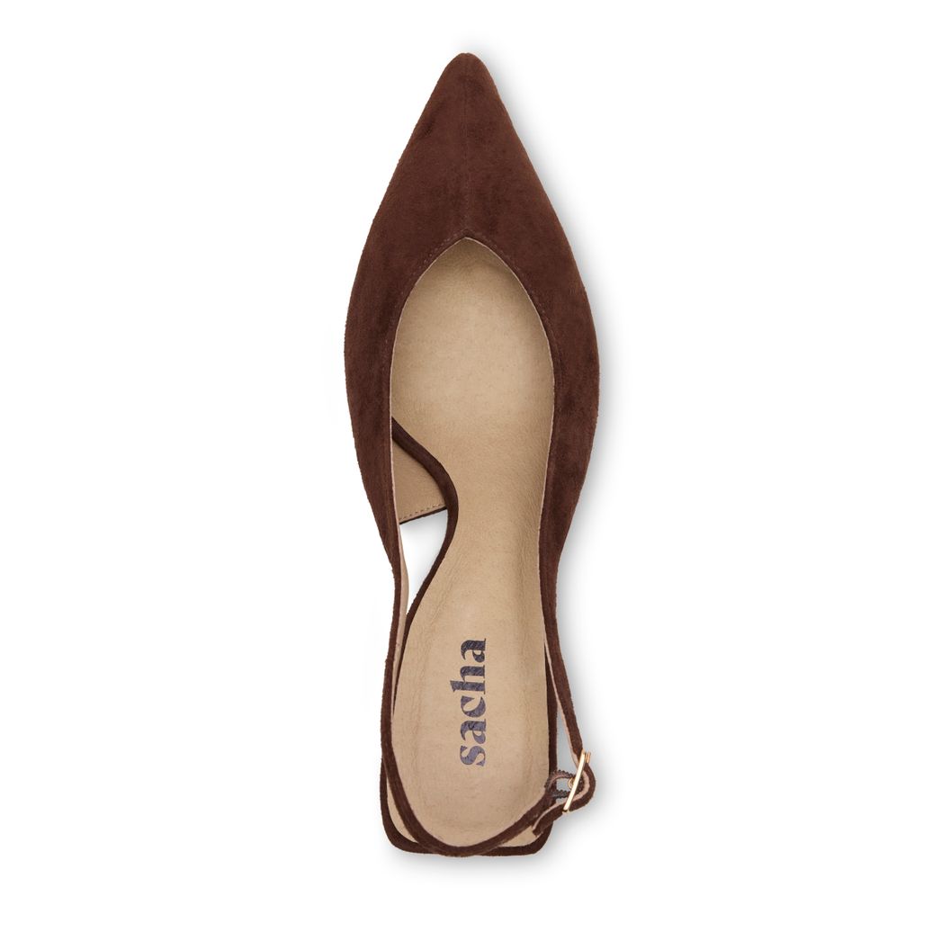 Escarpins slingback en daim - marron foncé