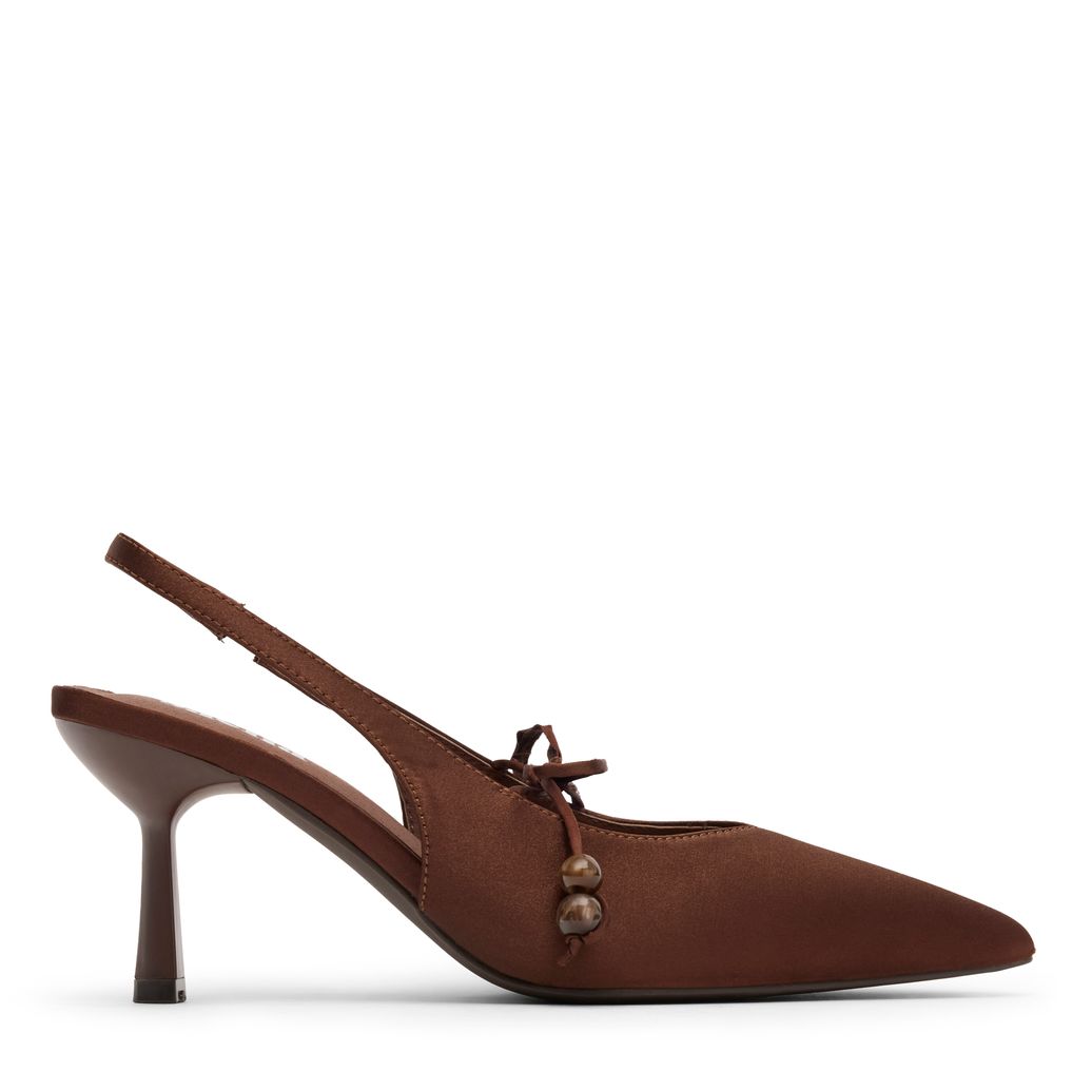 Bruine satijnen slingbacks
