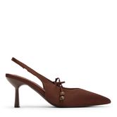 Bruine satijnen slingbacks