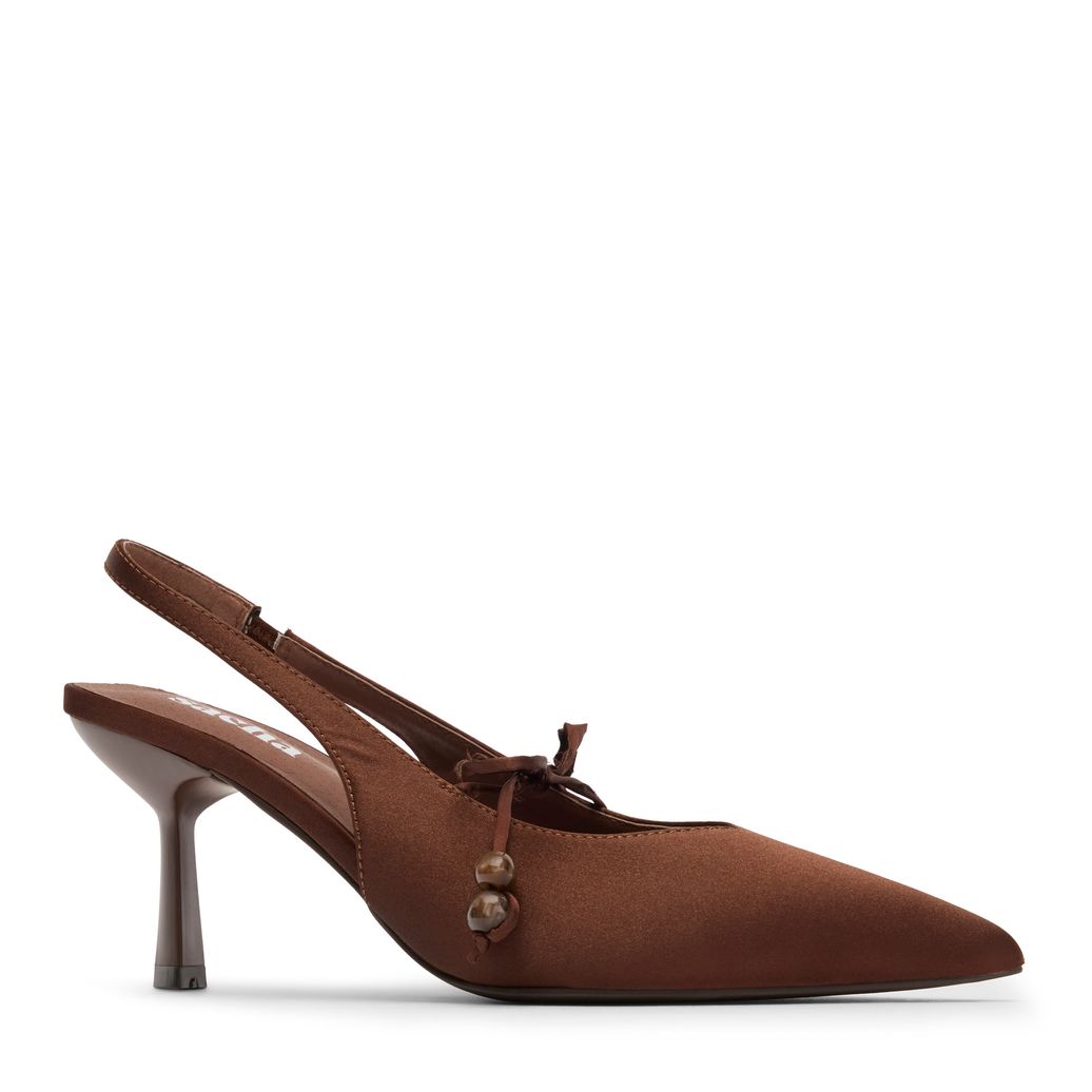 Bruine satijnen slingbacks