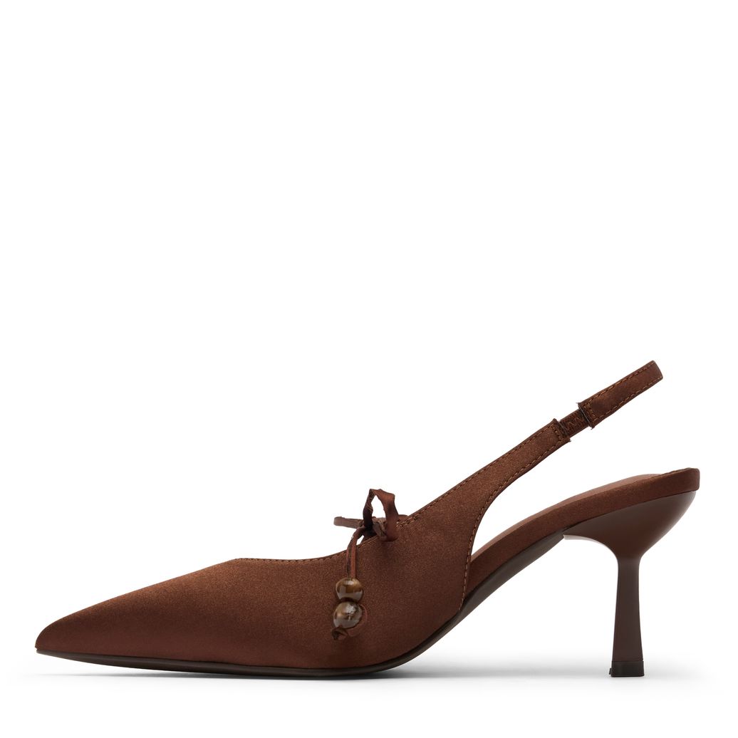 Bruine satijnen slingbacks