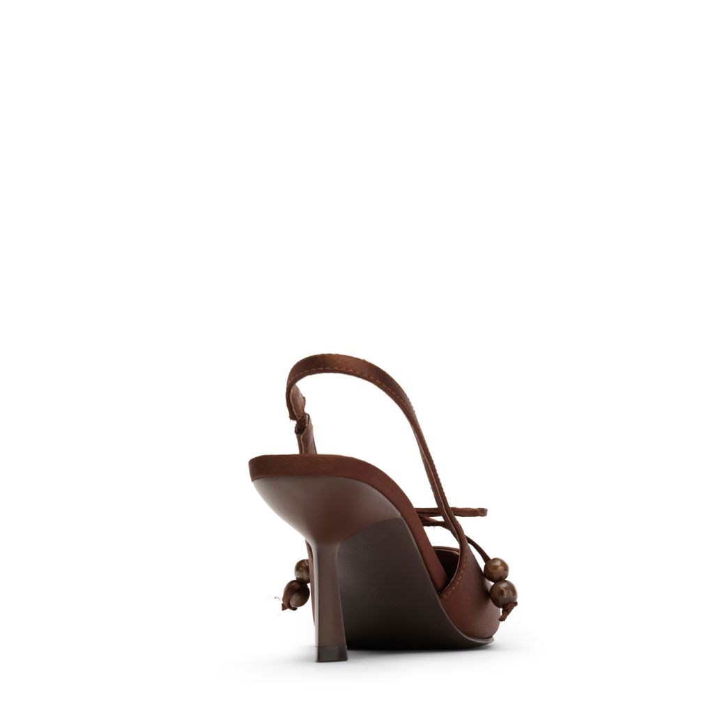 Bruine satijnen slingbacks