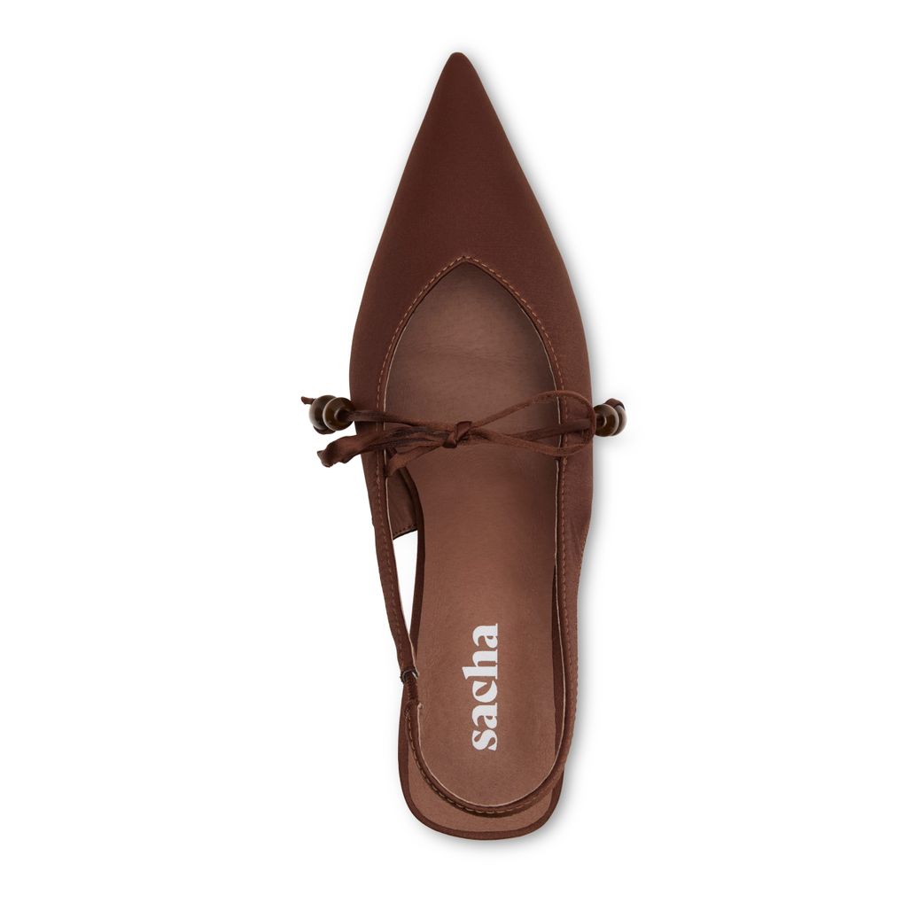 Bruine satijnen slingbacks