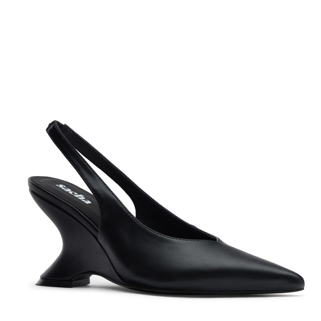 Slingbacks compensées - noir