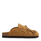 Sabots en daim avec franges - taupe