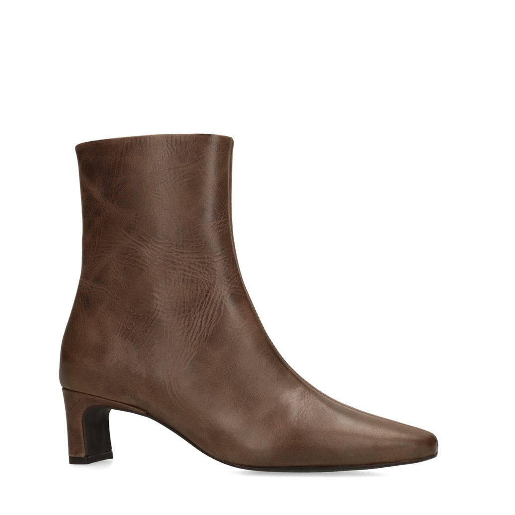 Bottines à talon en cuir - marron