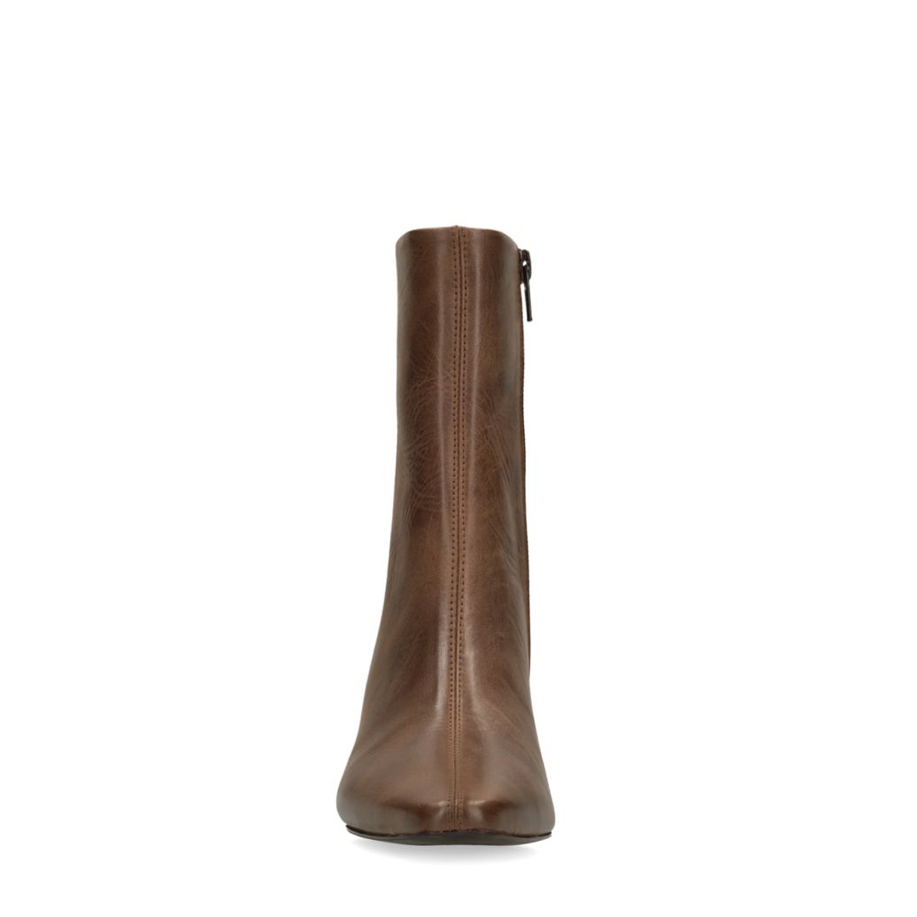 Braune Lederstiefeletten mit Absatz
