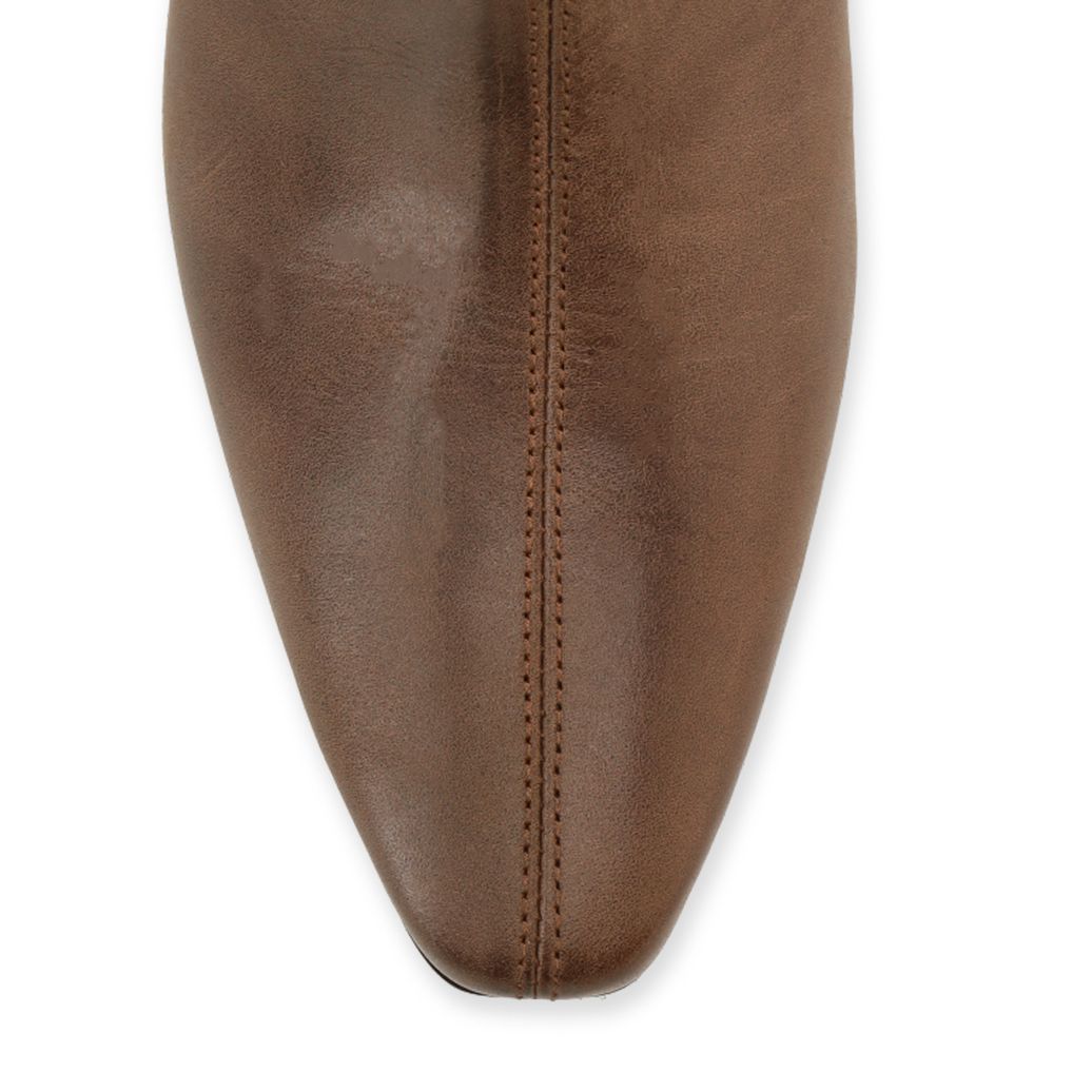 Braune Lederstiefeletten mit Absatz