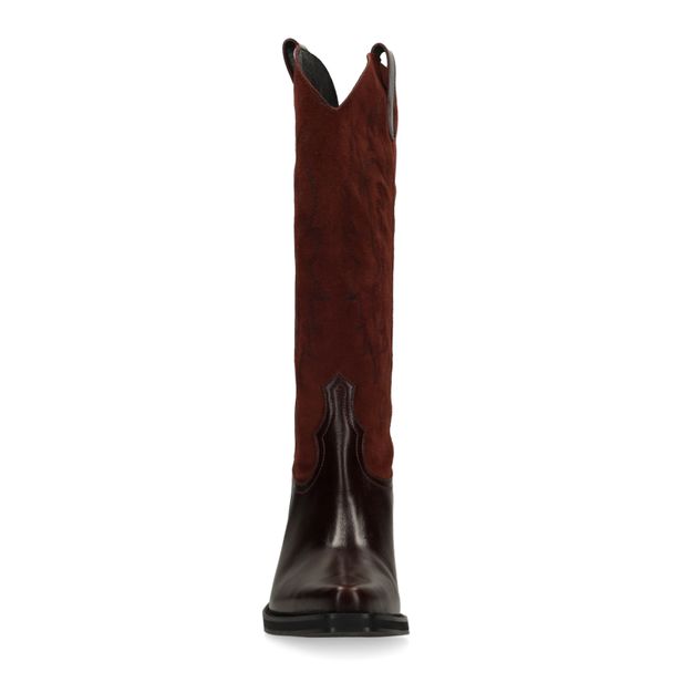 Bordeaux leren cowboylaarzen suède details