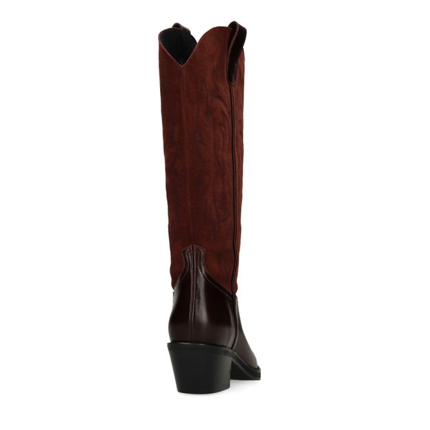 Bordeaux leren cowboylaarzen suède details