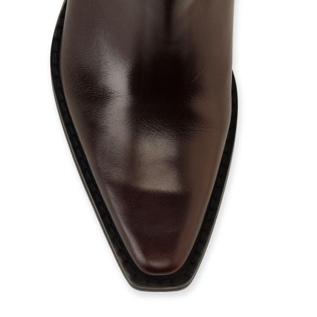 Bordeaux leren cowboylaarzen suède details