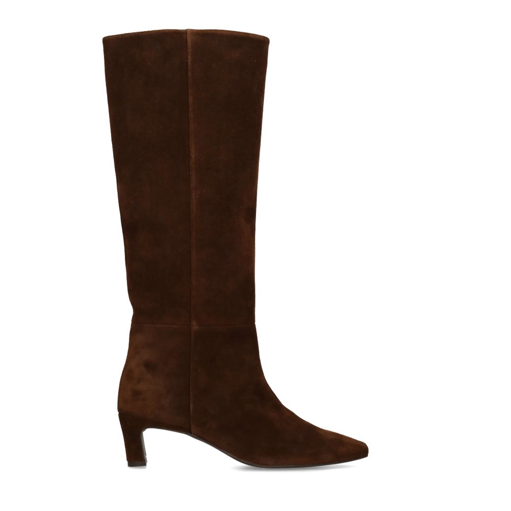 Dunkelbraune Veloursleder-Stiefel