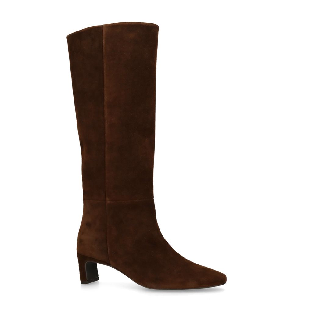 Bottes hautes en daim marron foncé
