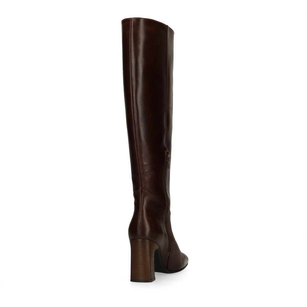 Bottes hautes en cuir - marron