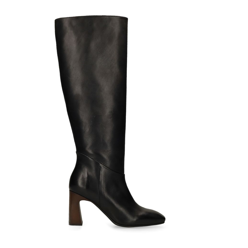 Bottes hautes en cuir - noir