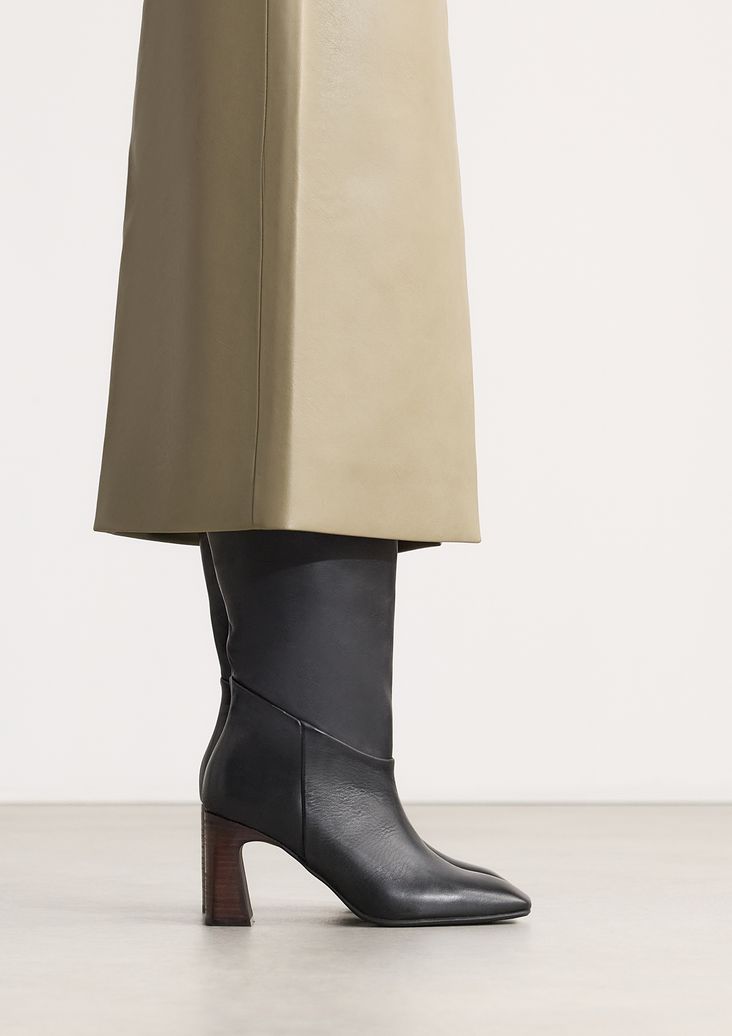 Bottes hautes en cuir - noir