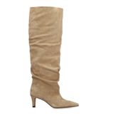 Bottes hautes en daim beige