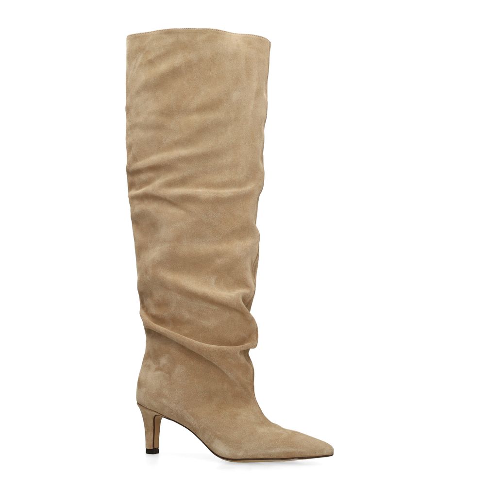 Beige suède hoge laarzen