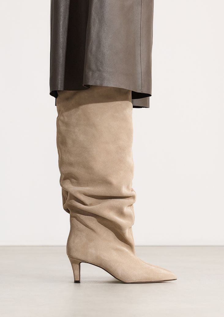 Beige suède hoge laarzen