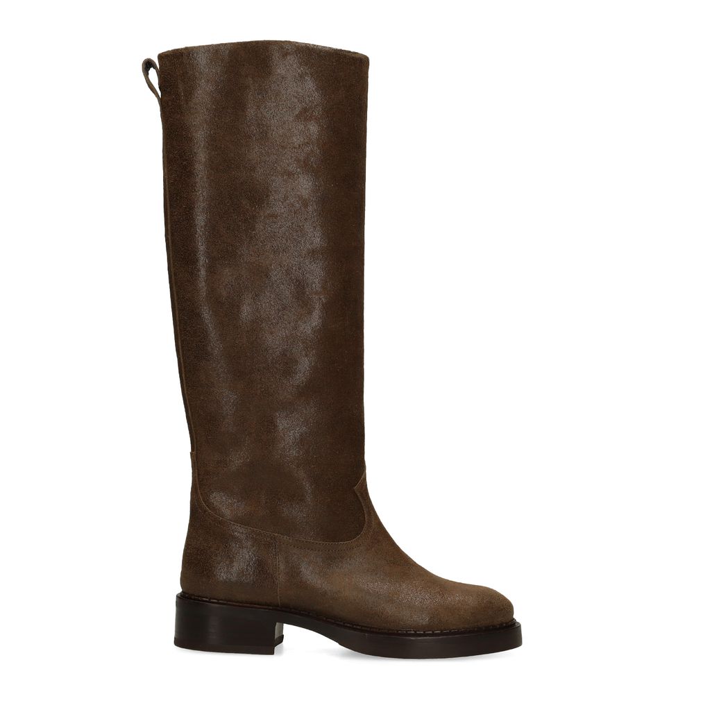 Bottes hautes en cuir gris