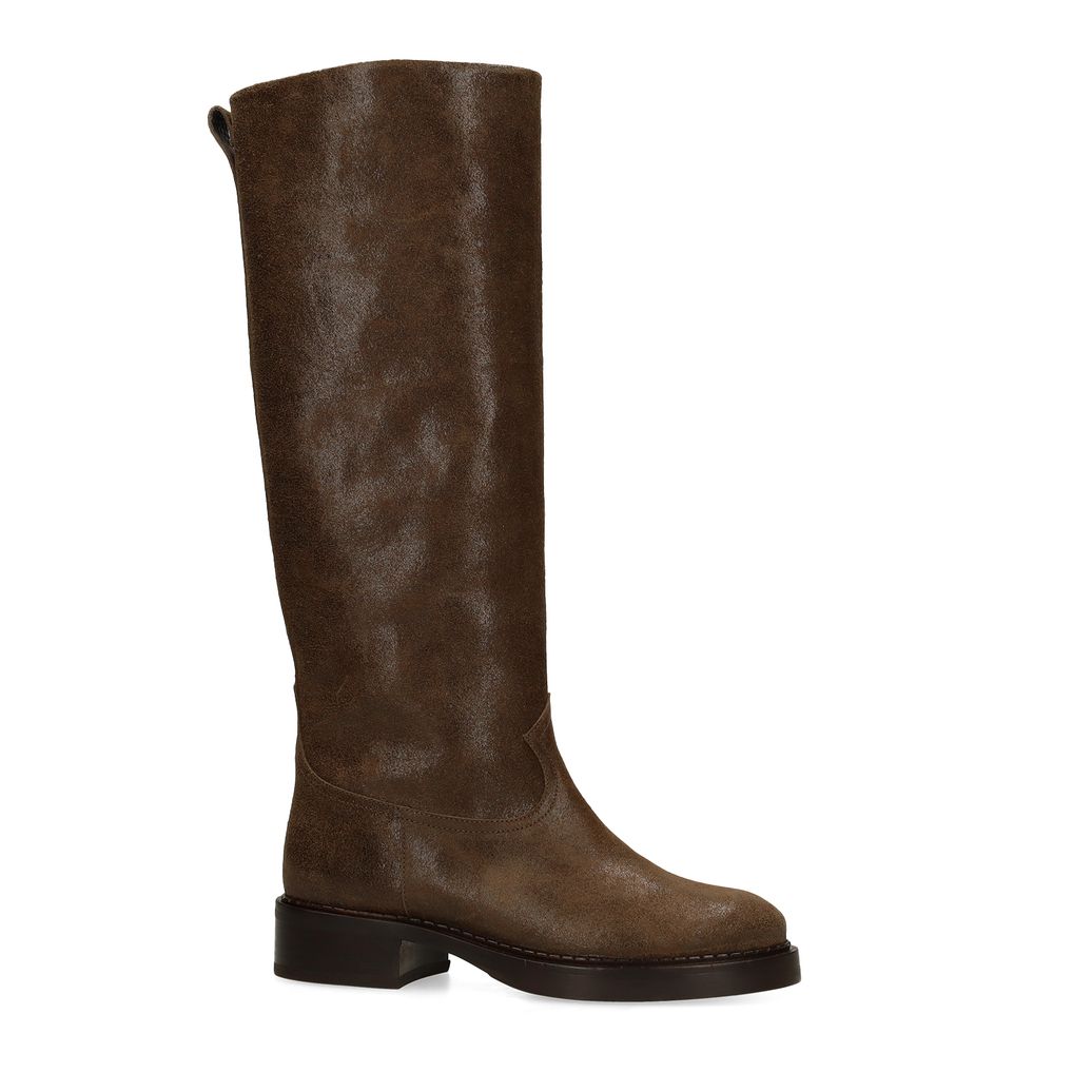 Graue Lederstiefel