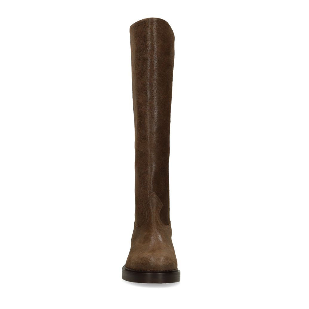 Bottes hautes en cuir gris
