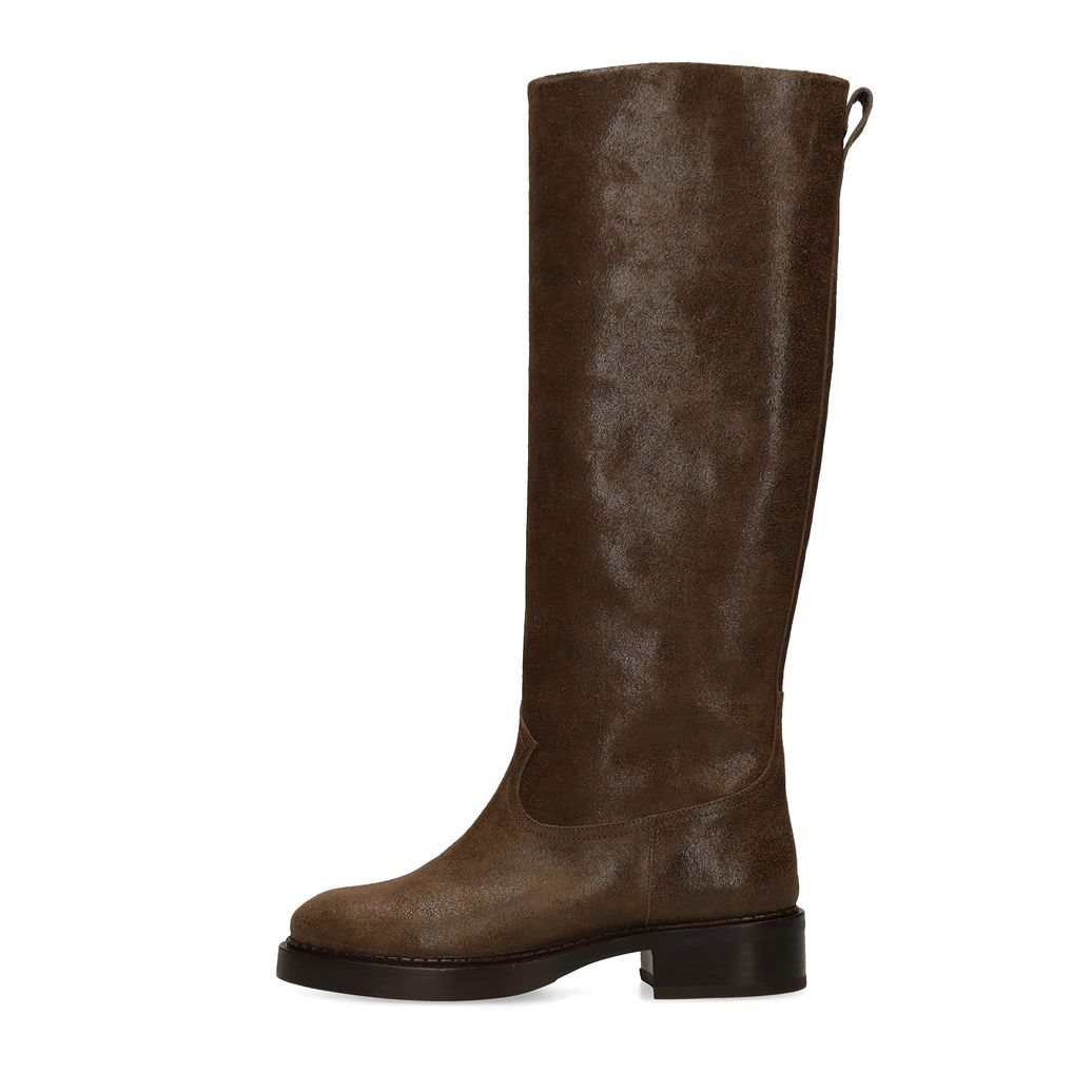 Bottes hautes en cuir gris