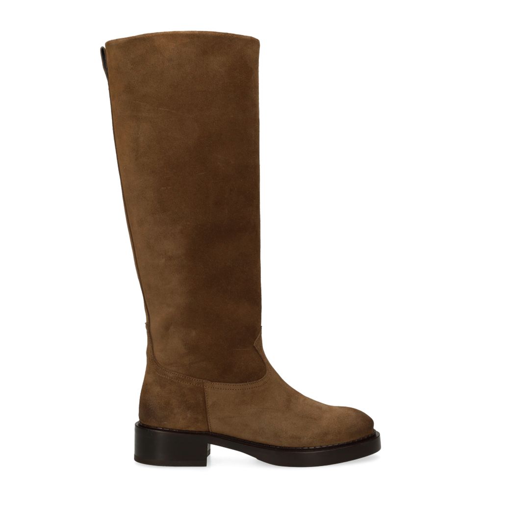 Bottes hautes en daim marron