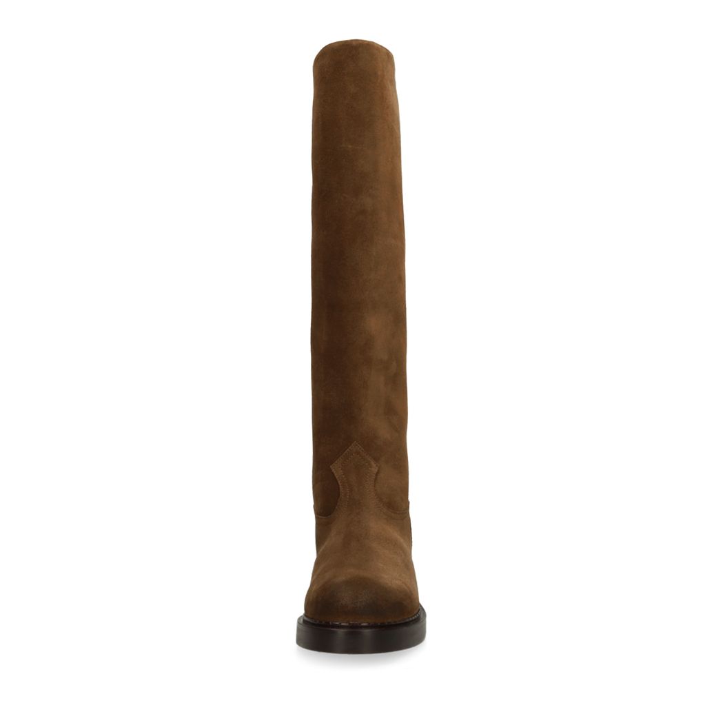 Bottes hautes en daim marron