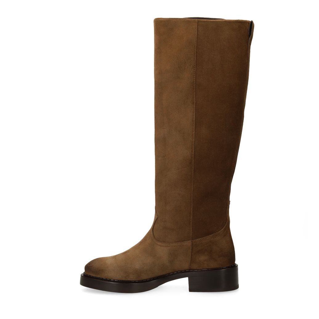 Bottes hautes en daim marron