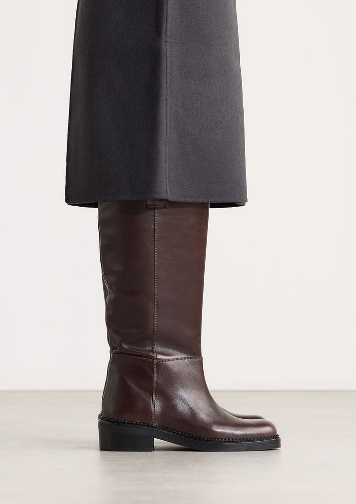 Bottes hautes en cuir - marron