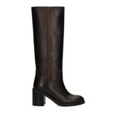 Bottes hautes en cuir noir à talon