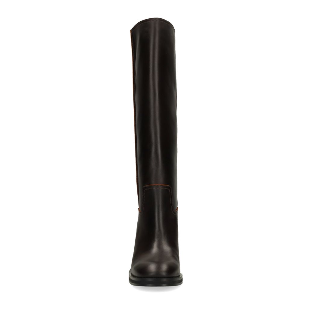 Schwarze Lederstiefel mit Absatz