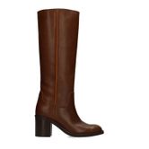 Bottes hautes en cuir marron à talon