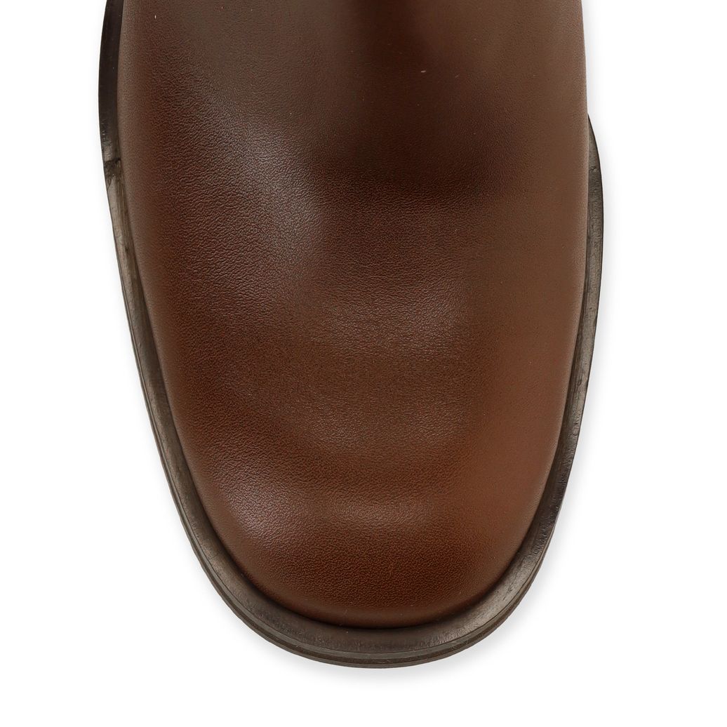 Bottes hautes en cuir marron à talon
