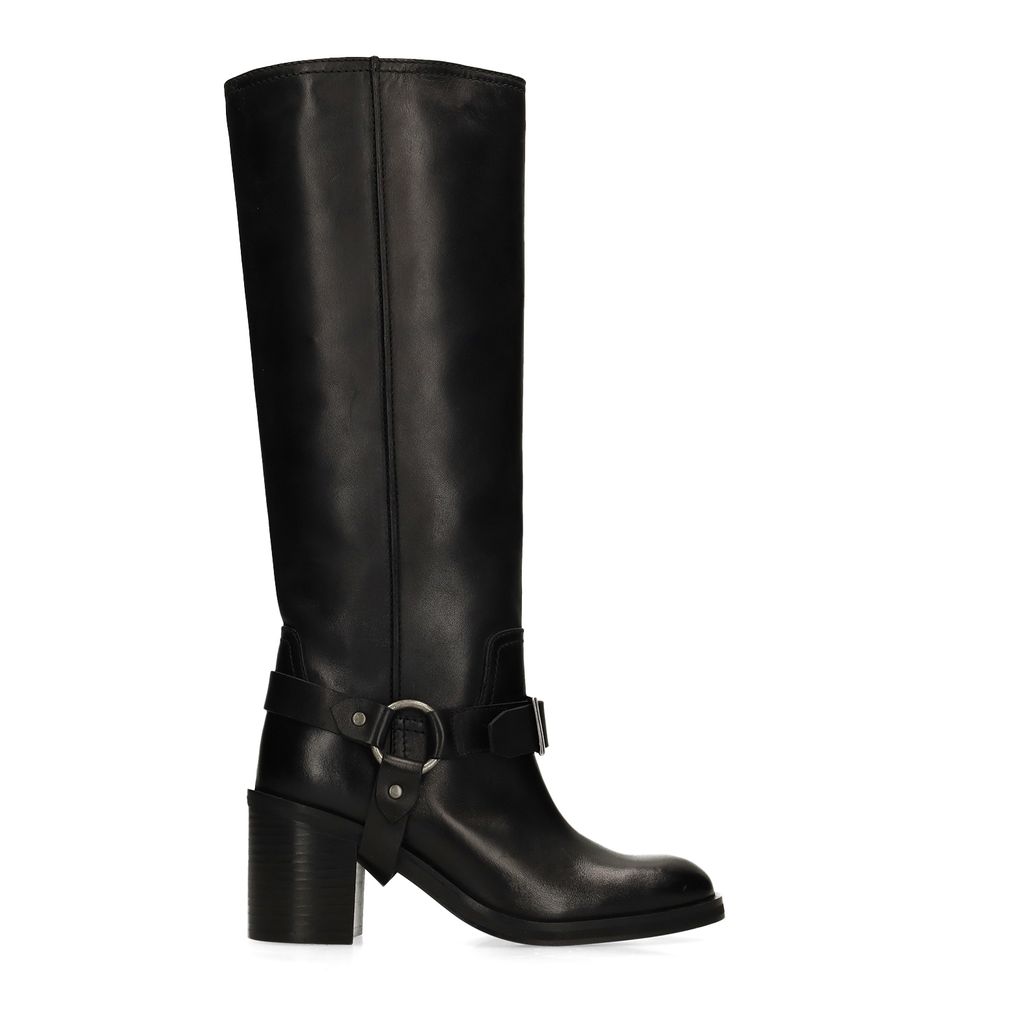 Biker boots en cuir noir