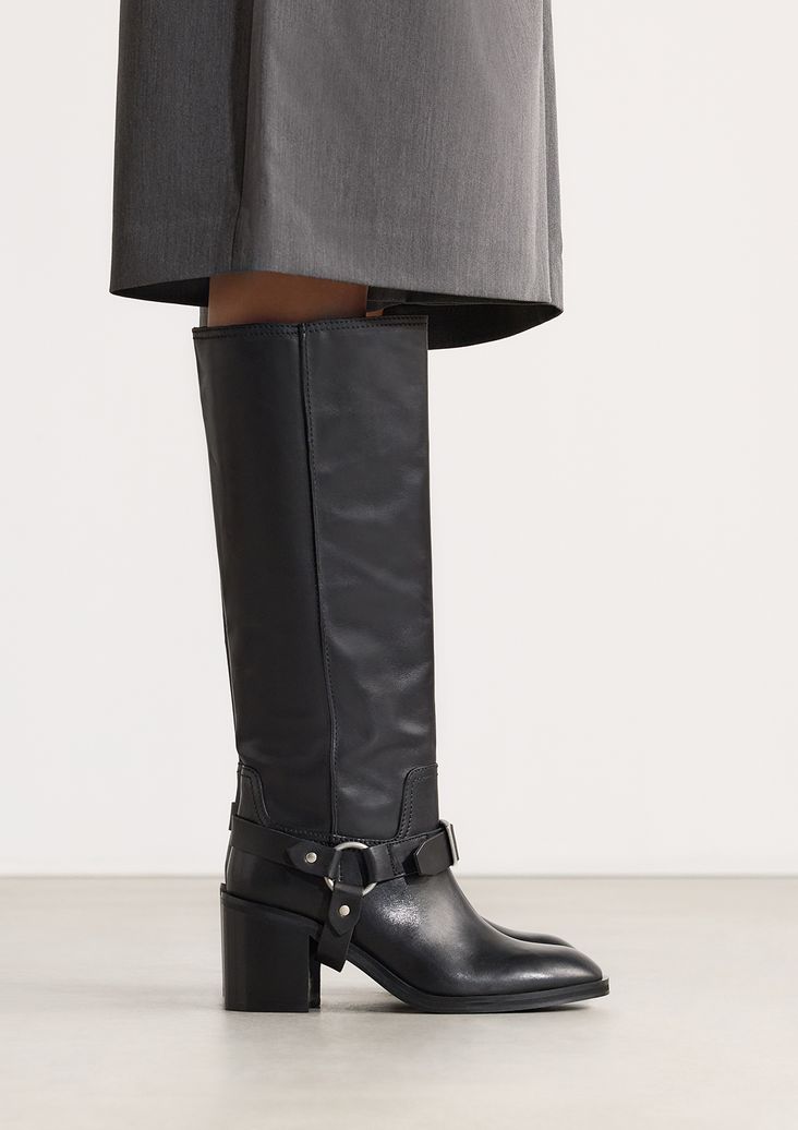 Zwarte leren biker boots