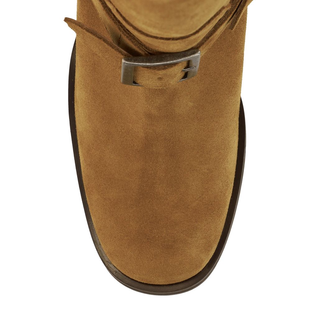 Beige suède biker boots