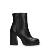 Schwarze Lederstiefeletten mit Blockabsatz