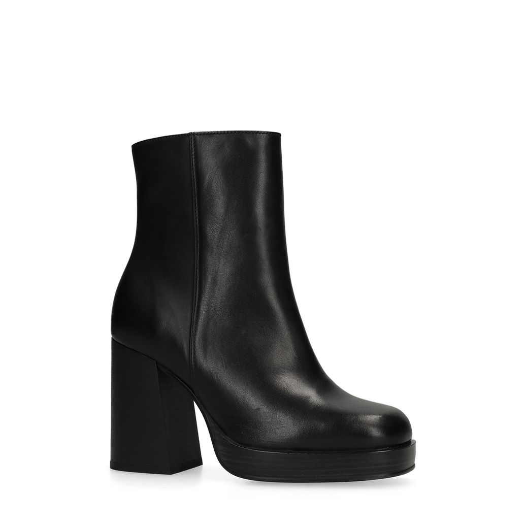 Bottines cuir avec talon cubain - noir