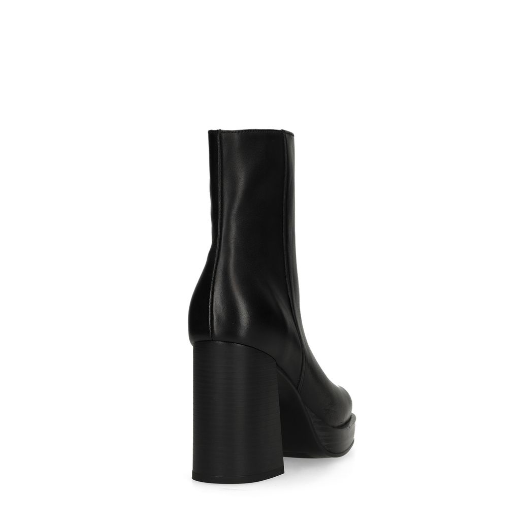 Bottines cuir avec talon cubain - noir