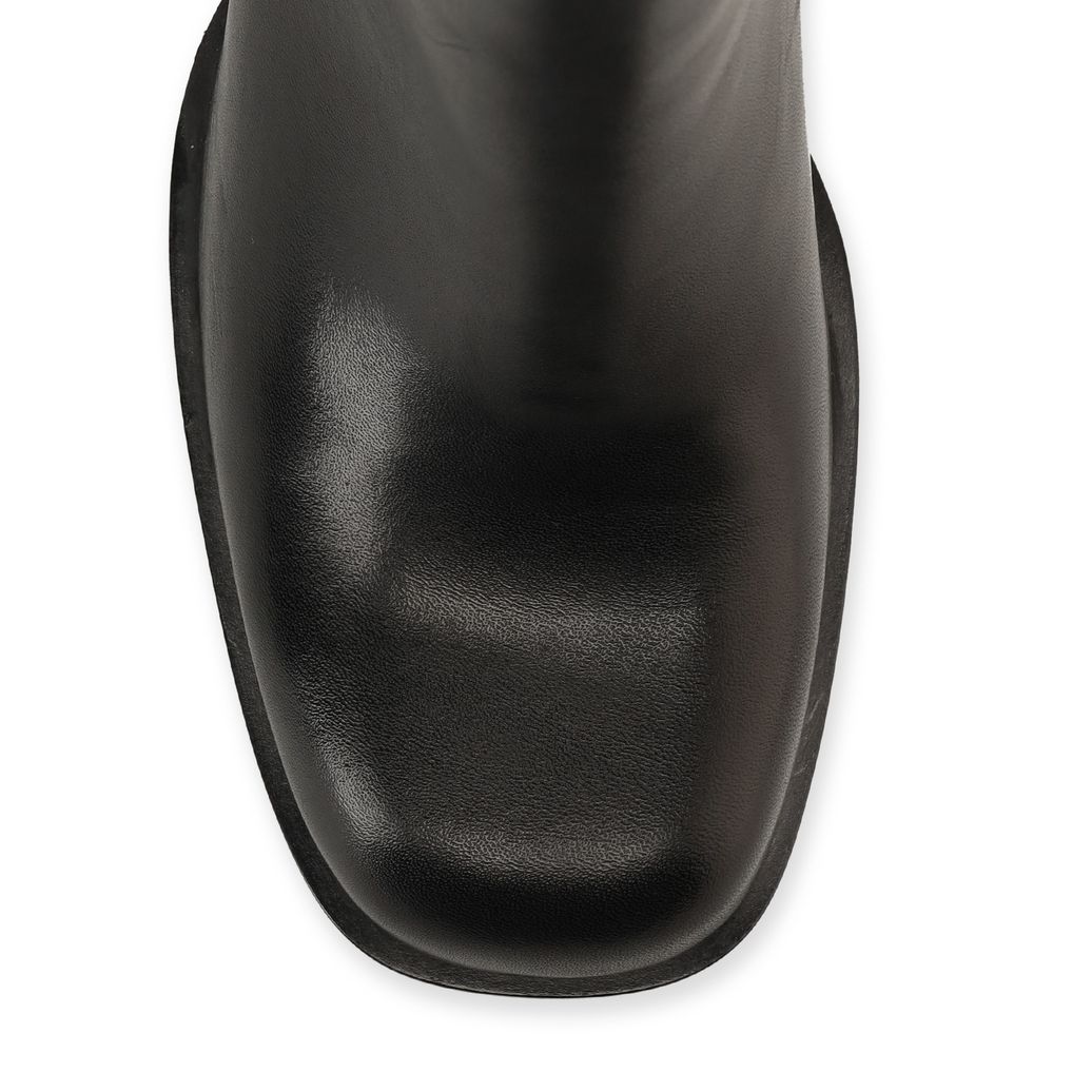 Bottines cuir avec talon cubain - noir