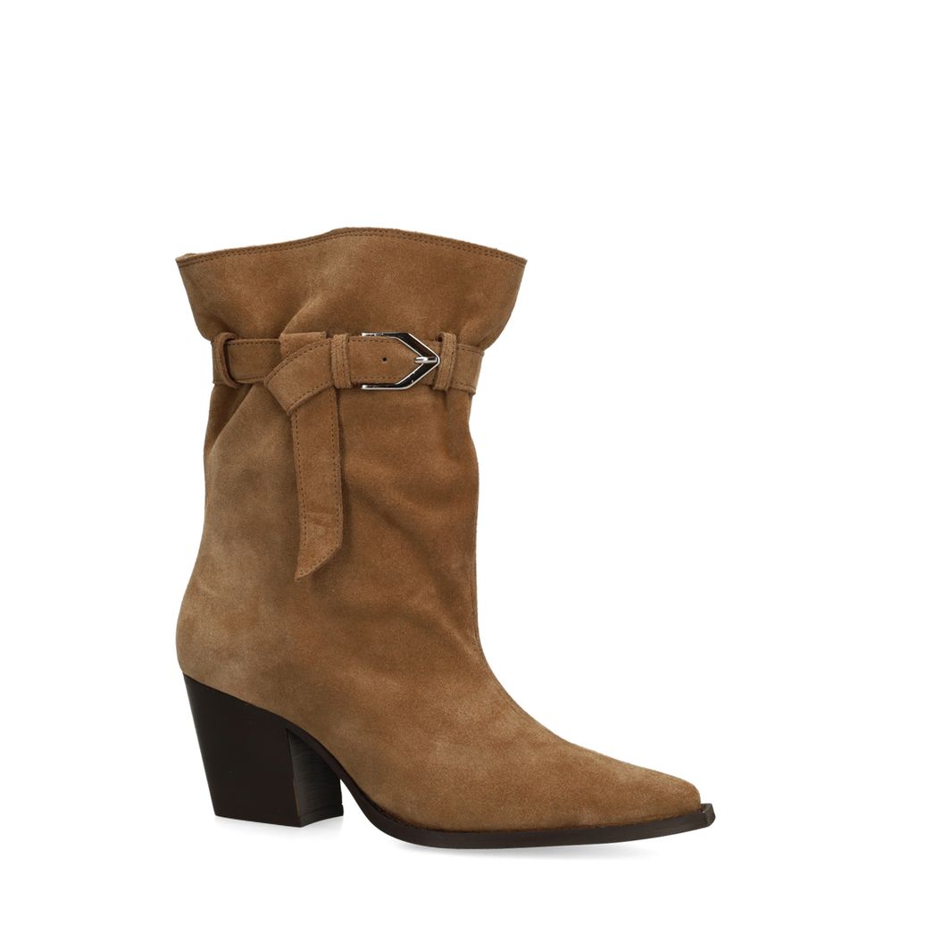 Beige suède enkellaarsjes