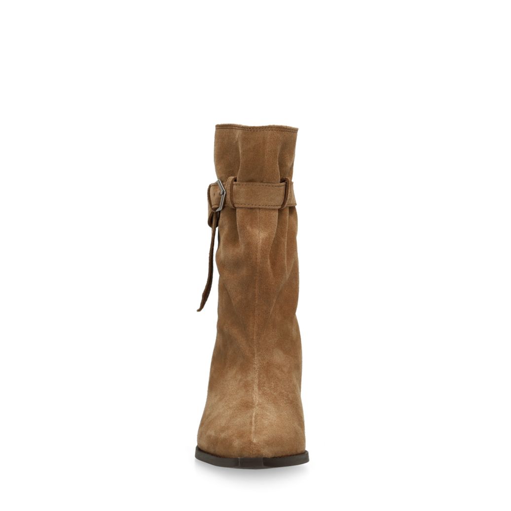 Beige suède enkellaarsjes