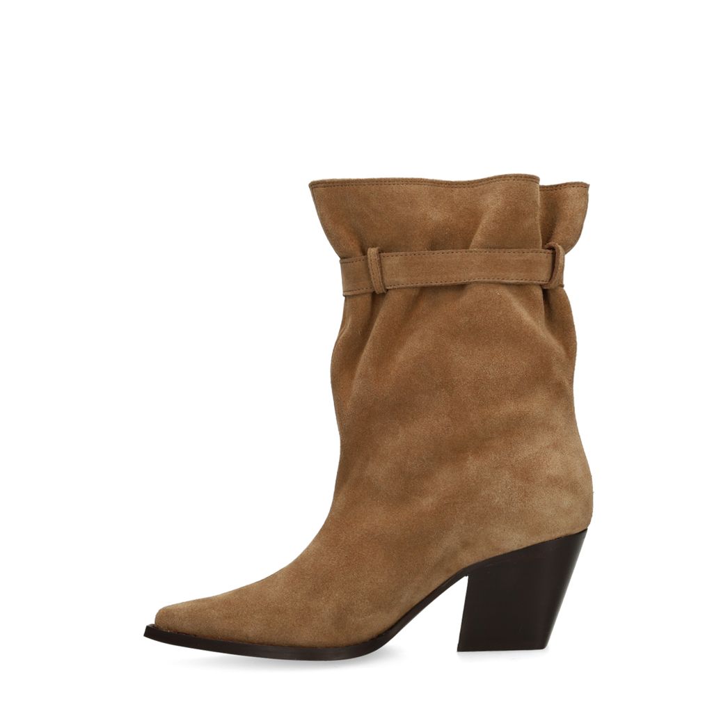 Beige suède enkellaarsjes