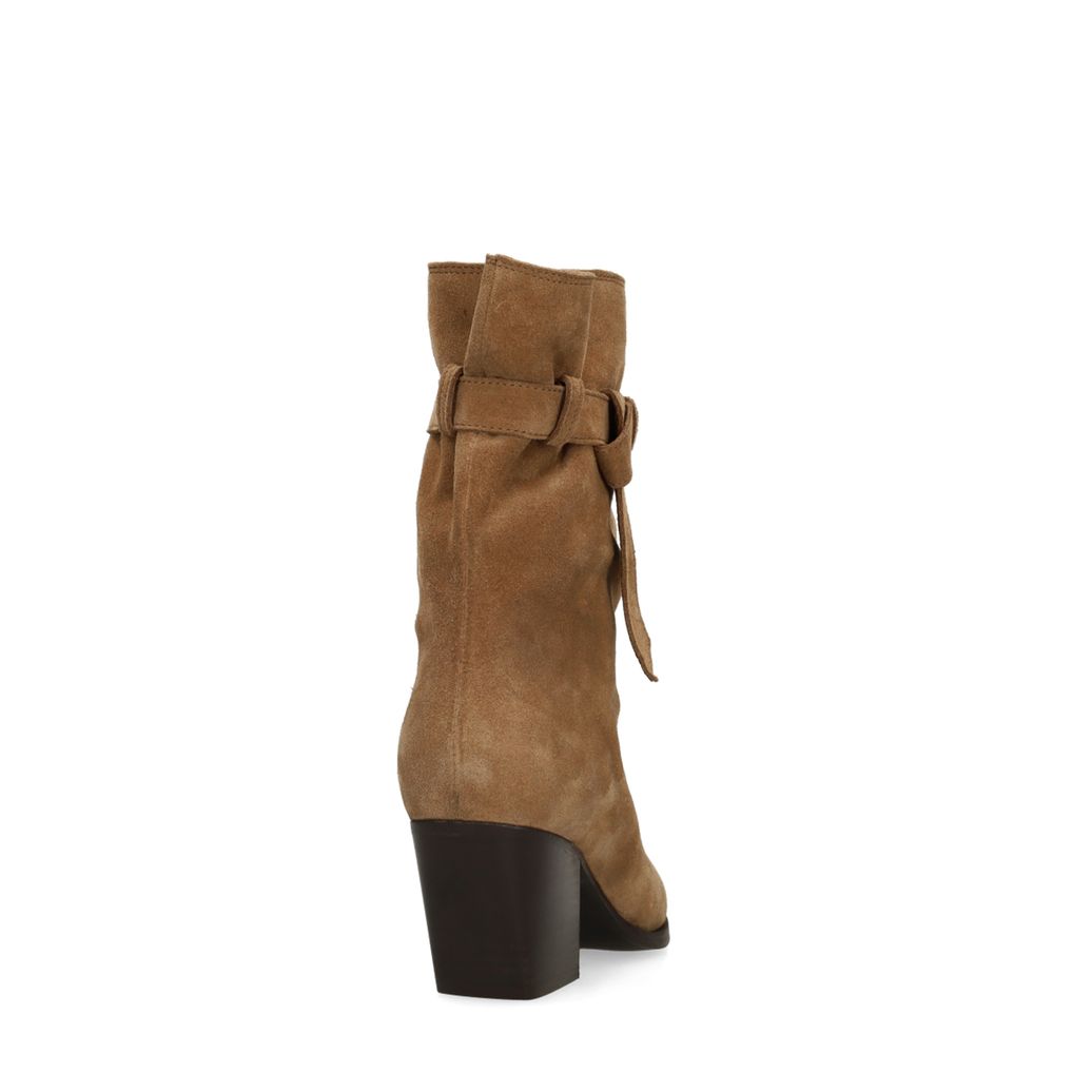 Beige suède enkellaarsjes