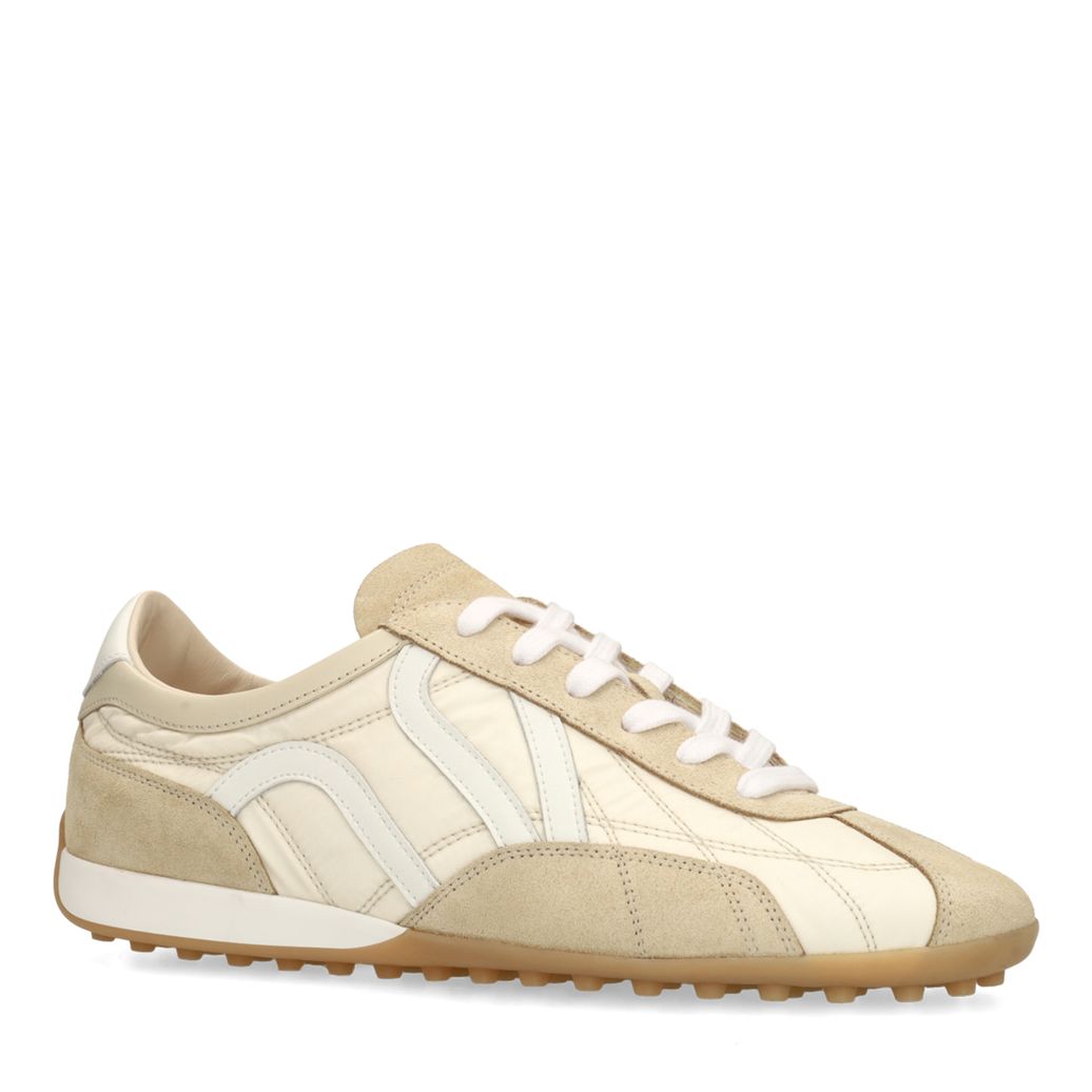 Beigefarbene Veloursleder-Sneaker