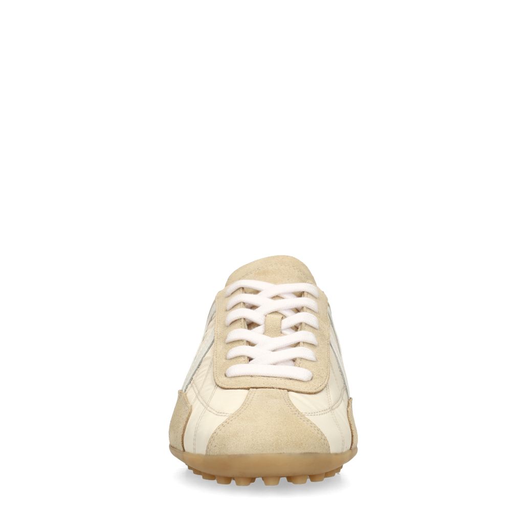 Beigefarbene Veloursleder-Sneaker