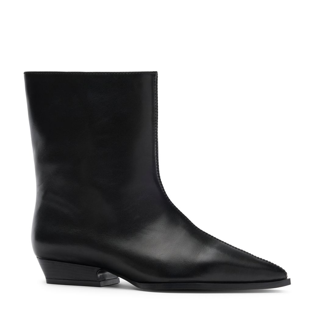 Bottines à talon en cuir - noir