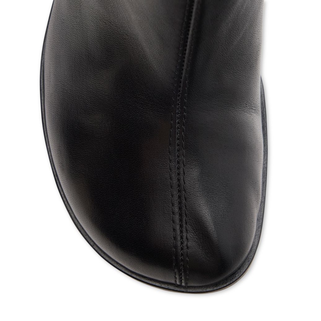 Bottines en cuir avec bout carré - noir